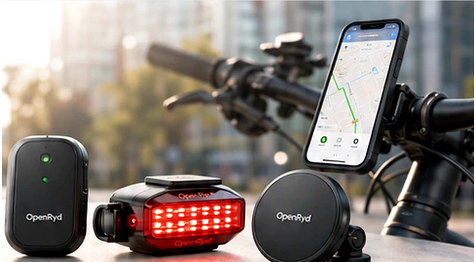 OpenRyd accessory products on e-bike.